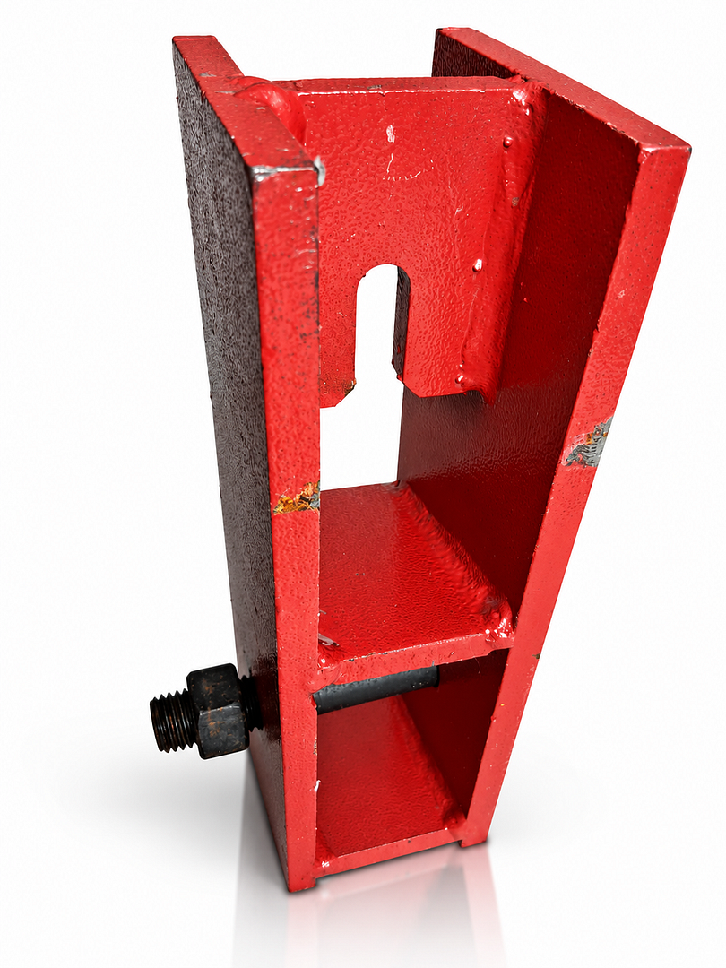 Red roof puller attachment showing finish and construction