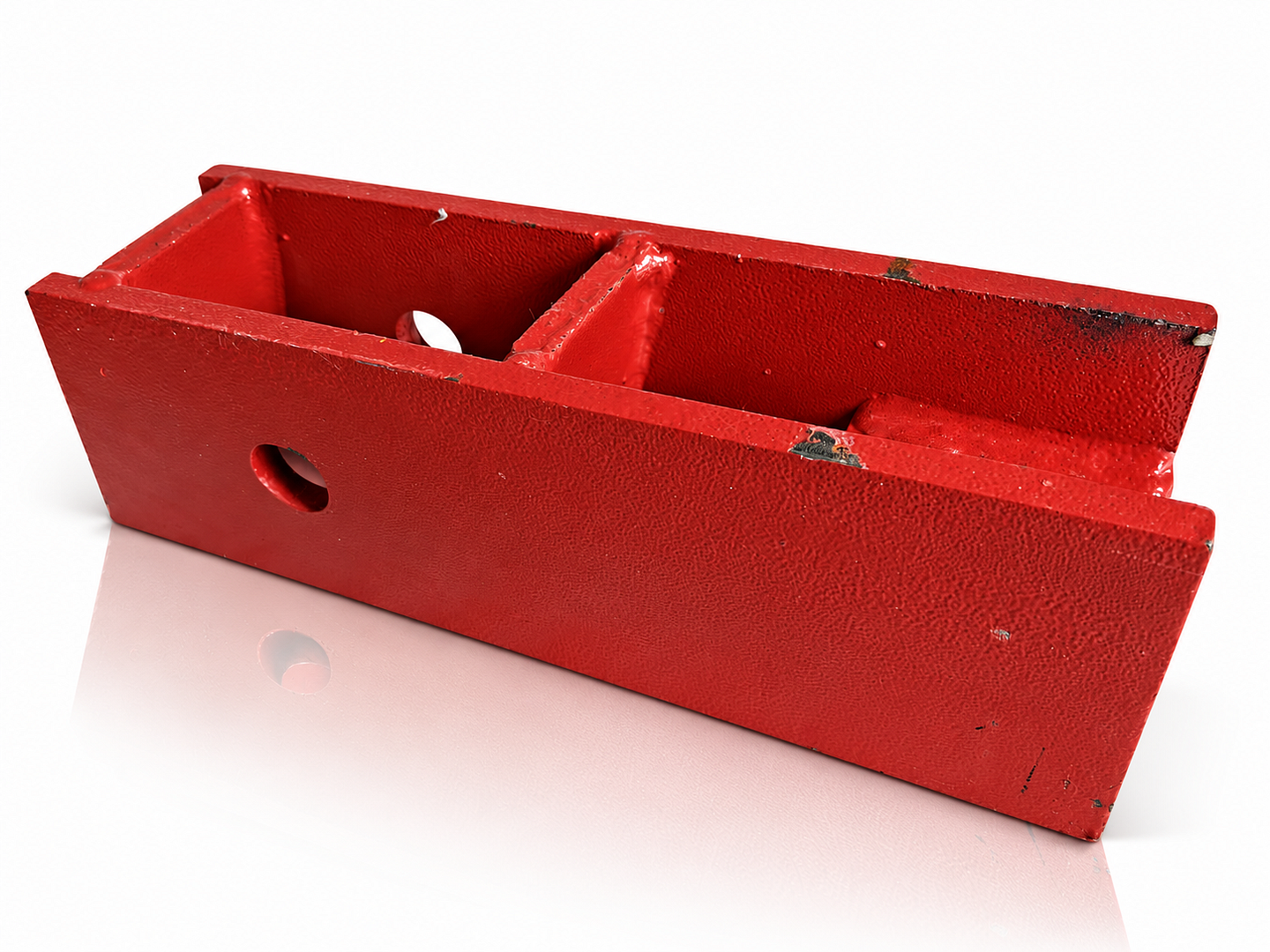 Red steel clamp attachment detail view