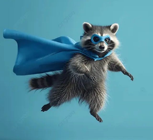 pngtree-cartoon-raccoon-superhero-flying-with-blue-cape-and-mask-against-teal-image_20072664-2985281810