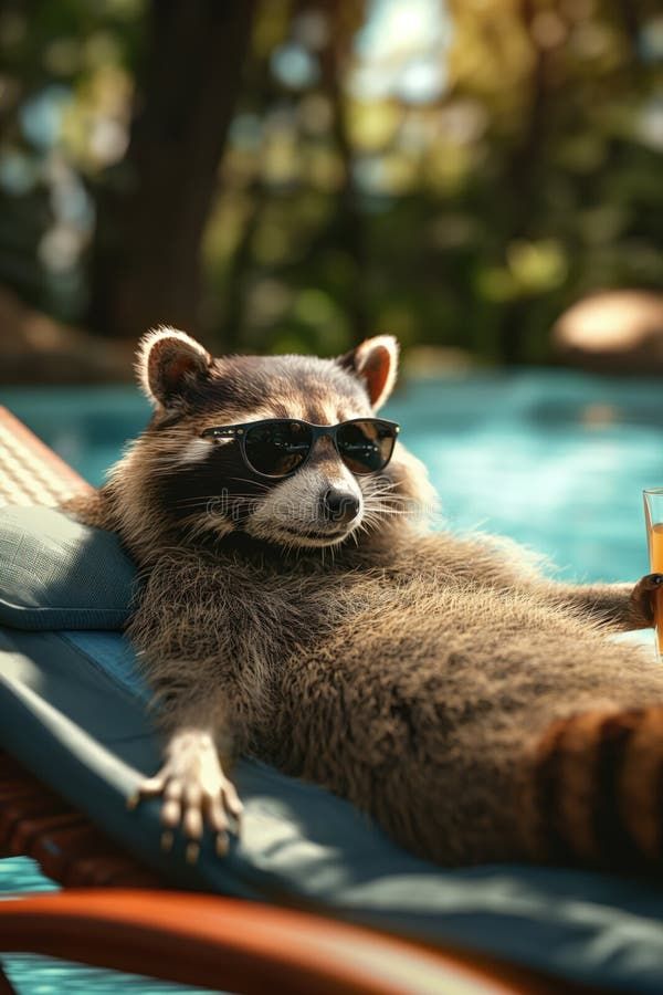 raccoon-relaxes-lounge-chair-near-pool-blue-water-animal-wears-sunglasses-holds-orange-juice-glass-cozy-scene-324155876-3257941482