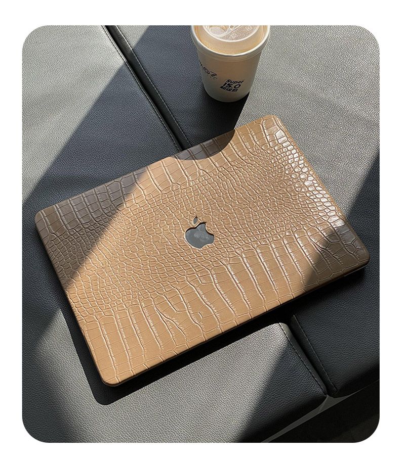 Brown Crocodile PU Leather Shell Case Cover For MacBook Air 13 15