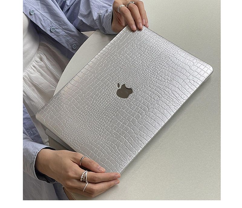 Apple MacBook シルバー 小さな傷あり Silver Crocodile PU Leather Shell Case Cover For MacBook Air 13