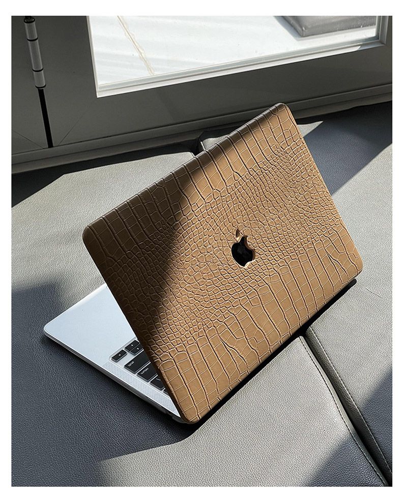 Brown Crocodile PU Leather Shell Case Cover For MacBook Air 13 15