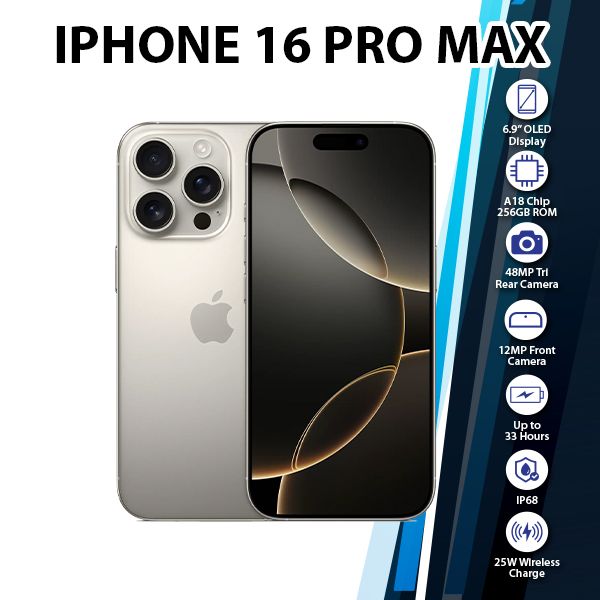 Apple iPhone 16 Pro Max iOS Cell Phone (Natural Titanium/8GB+256GB