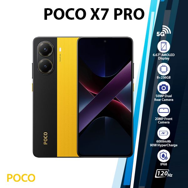 Xiaomi POCO X7 Pro 5G Android Cell Phone(Yellow/8GB+256GB/Dual SIM