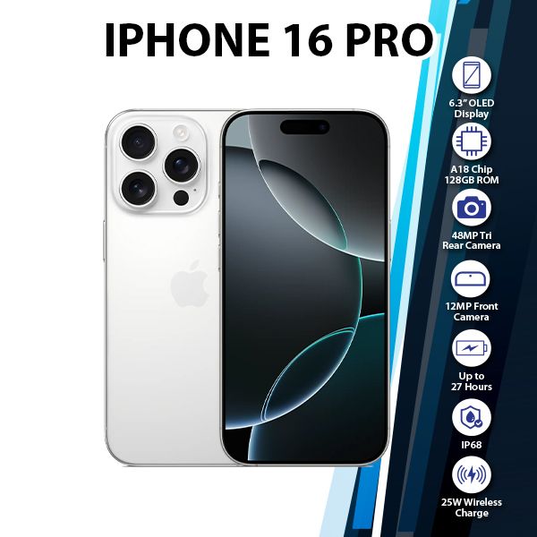 Apple iPhone 16 Pro iOS Cell Phone(White Titanium/8GB+128GB