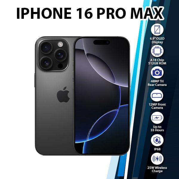 【iPhone 16 Pro Max】Black Titanium, 512GB iPhone 16 Pro Max 512GB Black Titanium | Cellcom