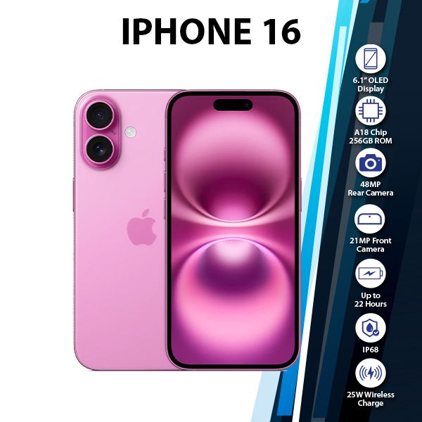 Apple iPhone 16 5G iOS Mobile Phone(Pink/8GB+256GB/Dual SIM