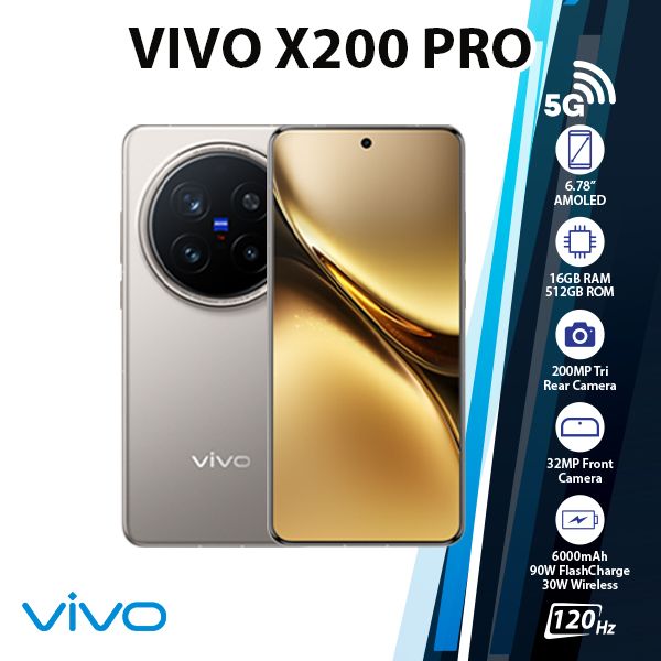 Vivo X200 Pro 5G Dual SIM, 16GB/512GB – Titanium (GLOBAL