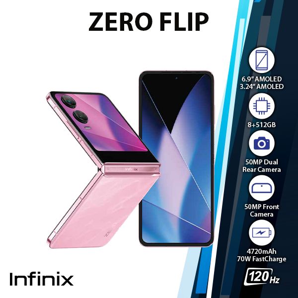 Infinix Zero Flip 5G Android Cell Phone (Pink/8GB+512GB/Dual