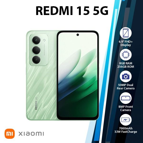 Xiaomi Redmi 15 5G Android Cell Phone (GREEN/8GB+256GB/Dual SIM
