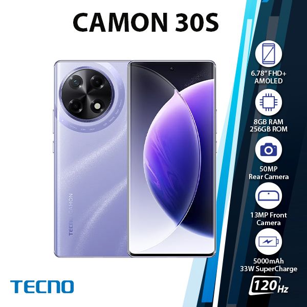 TECNO CAMON30 5G グローバル版 8GB/256GB中古Aランク TECNO Camon 30 5G(8GB+256GB)Black 6.78