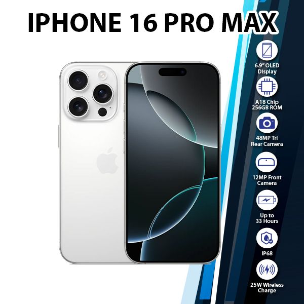Apple iPhone 16 Pro Max iOS Cell Phone (White Titanium/8GB+