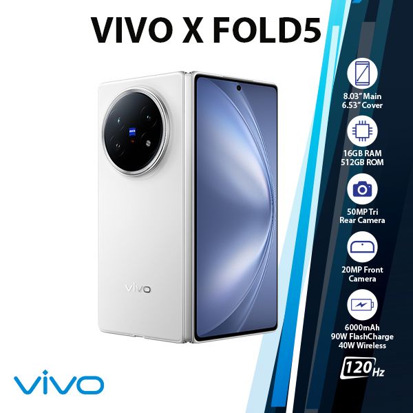 VIVO X Fold 5 5G Android Cell Phone (16GB+512GB/WHITE/Dual SIM