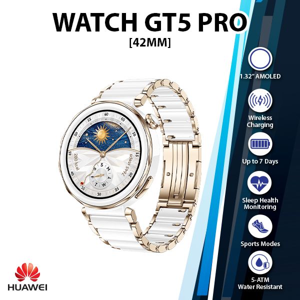HUAWEI WATCH GT 5 Pro 42mm ホワイト Huawei Watch GT5 42mm White Ceramic - watchesonline.com