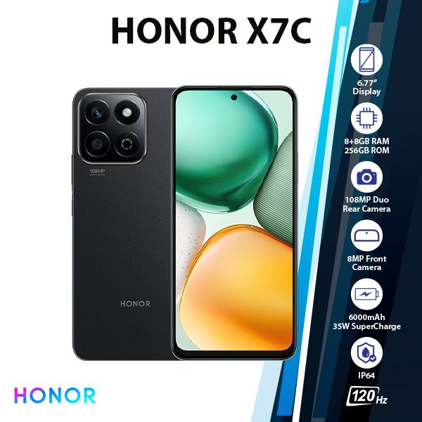 HONOR X7c Android Cell Phone (Black/8GB+256GB/Octa Core/Dual SIM