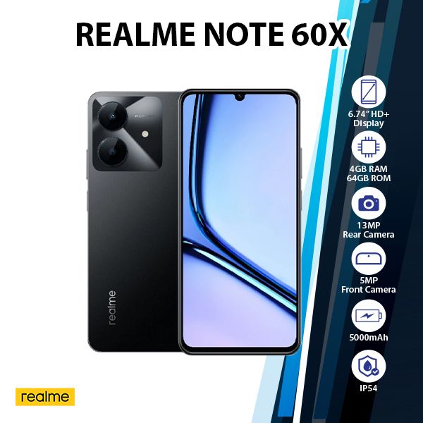 Realme Note 60X Android Cell Phone (Black/4GB+64GB/Global