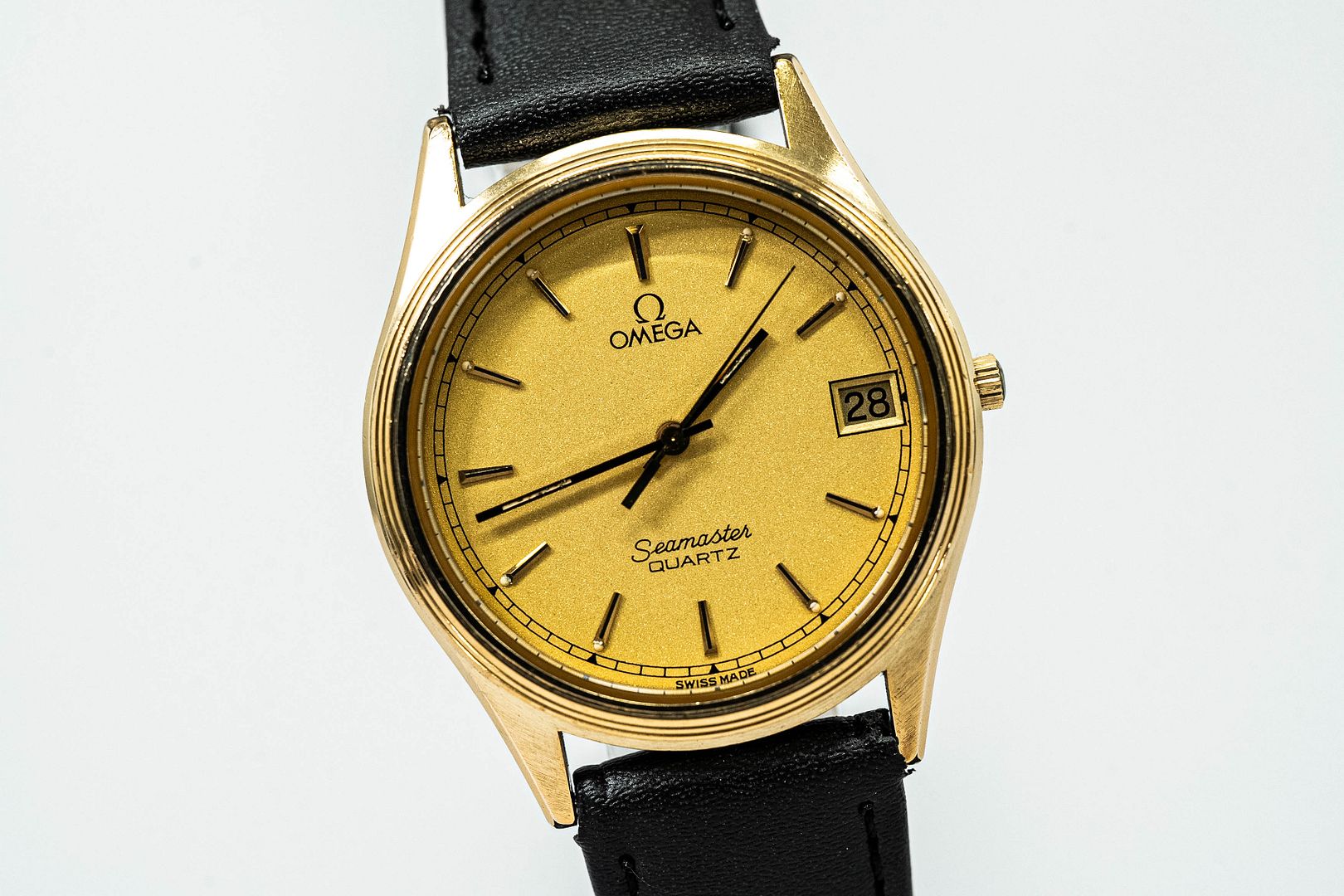 Auth Omega Seamaster Gold-Plated 35mm Cal.1342 Swiss Quartz
