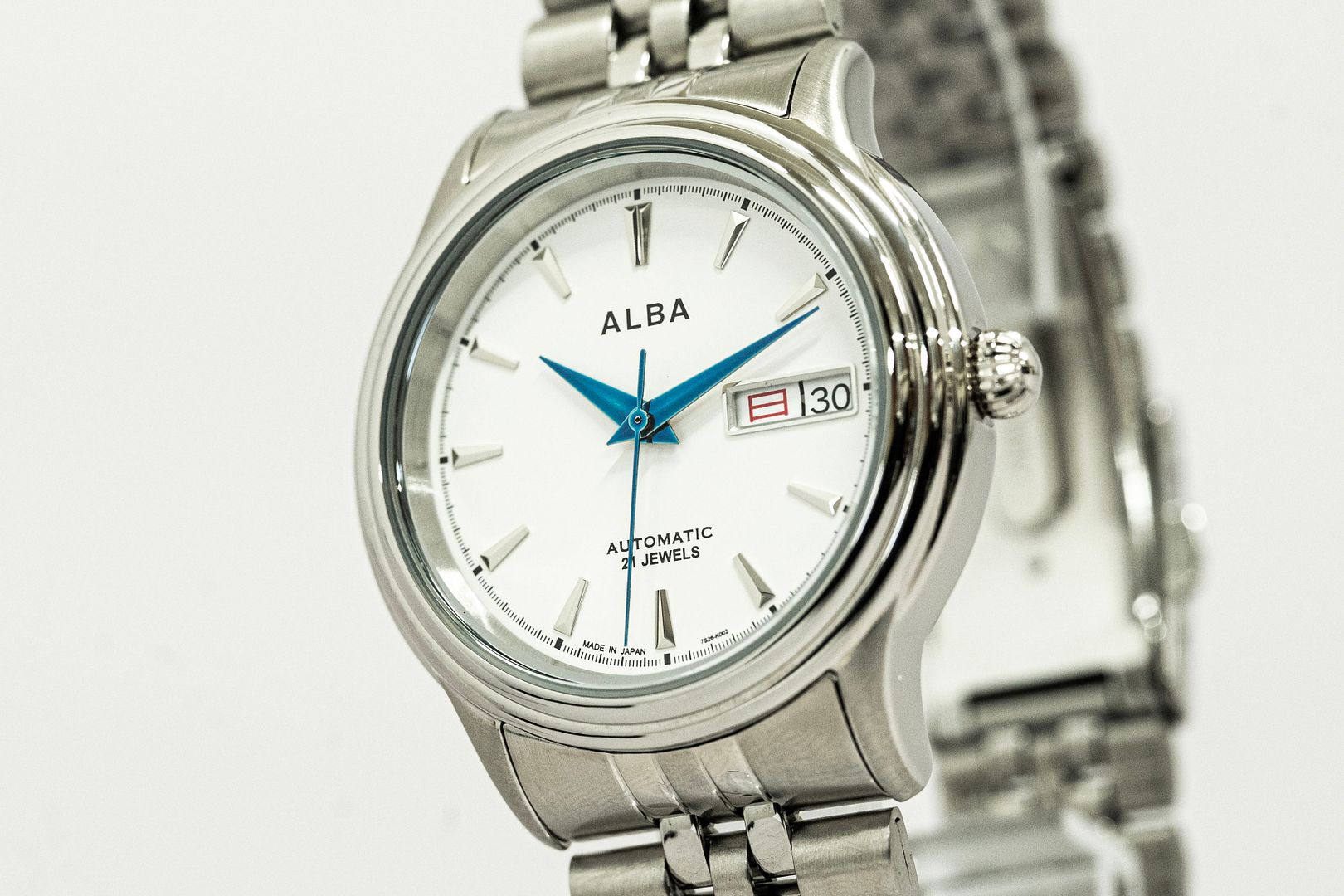 MINT* SEIKO ALBA 7S26-KPD0 Automatic Day Date White Dial 38mm