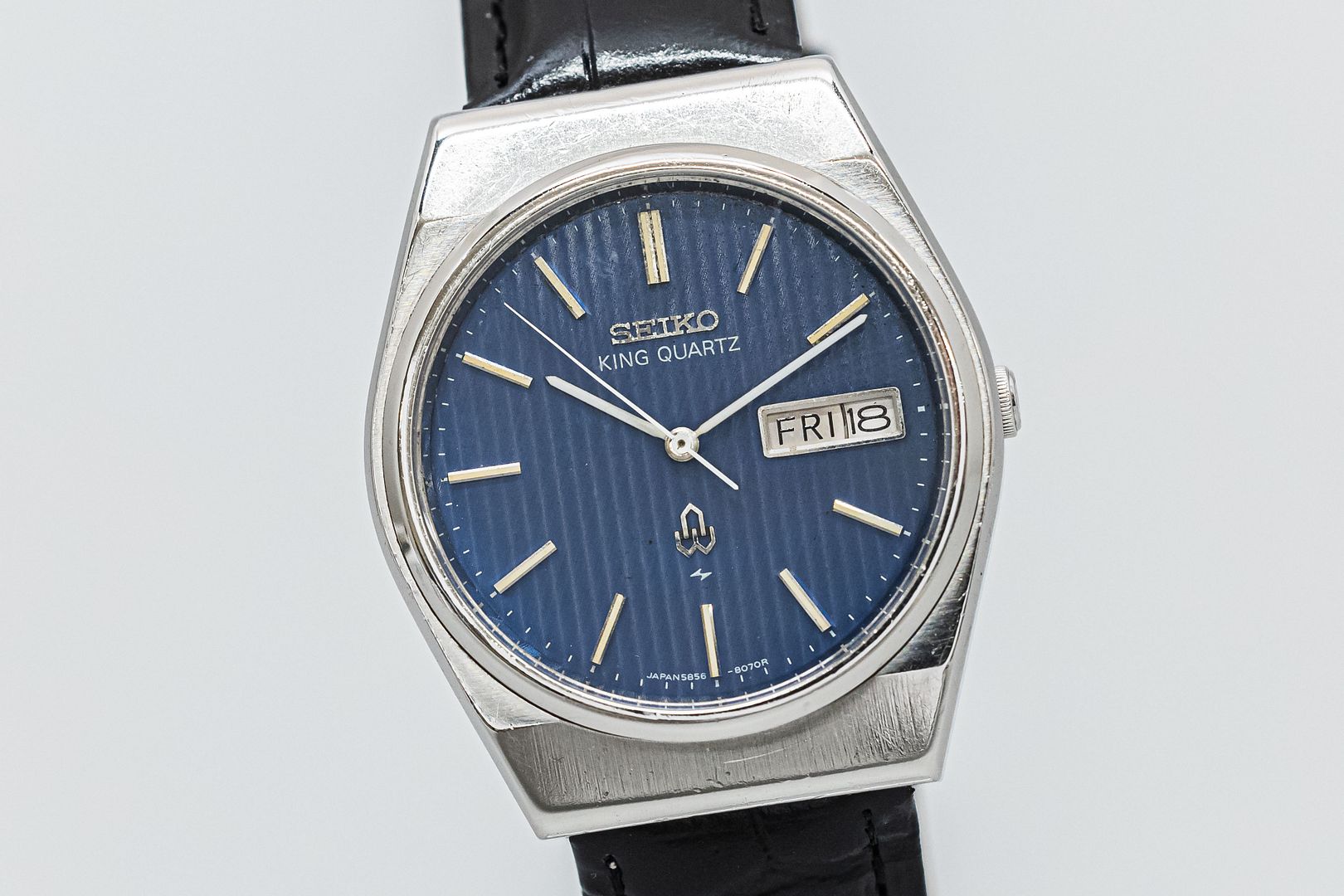 Exc+5** Vintage 1978 SEIKO KING Quartz 5856-8070 Blue Dial Day