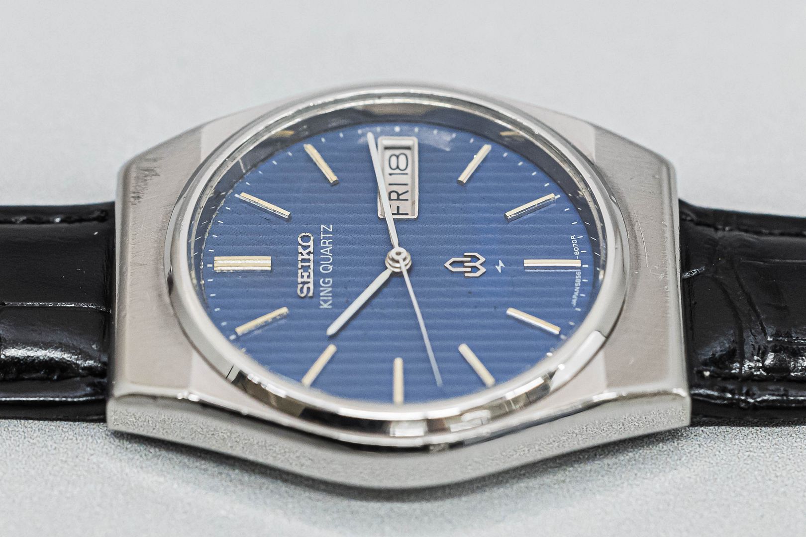 Exc+5** Vintage 1978 SEIKO KING Quartz 5856-8070 Blue Dial Day