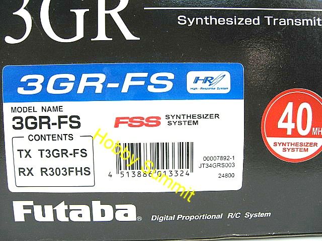 Futaba 3GR-FS 3チャンネル40MHz合成HRS R/Cラジオ Futaba 3GR-FS 3-Channel 40MHz Synthesized HRS R/C Radio Set