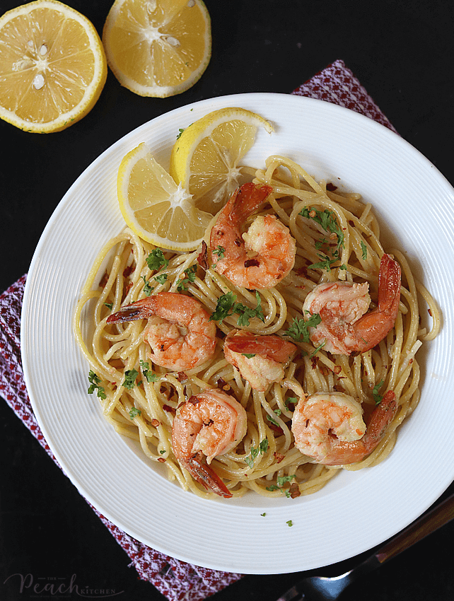 Shrimp Scampi Spaghetti - The Peach Kitchen