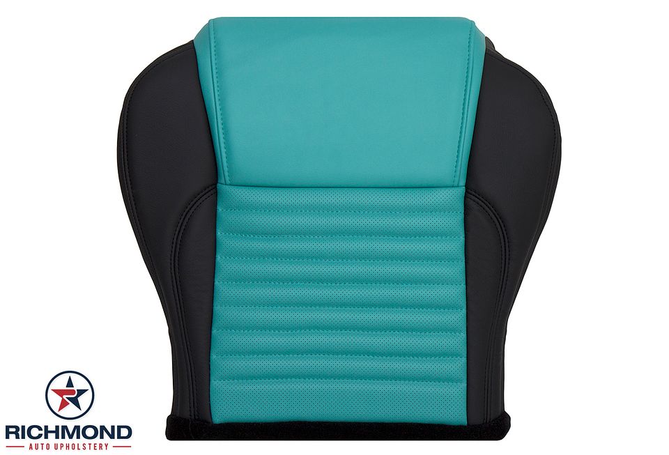 2002-2005-Ford-Thunderbird-Driver-Side-Bottom-Leather-Seat-Cover-Blue-Turquoise-Black-1