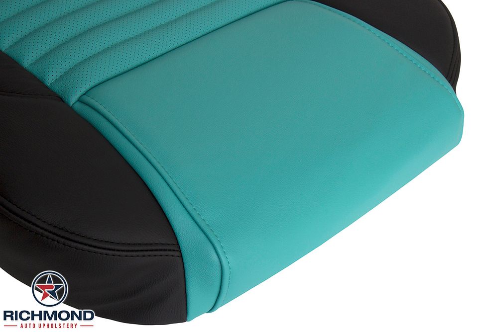 2002-2005-Ford-Thunderbird-Driver-Side-Bottom-Leather-Seat-Cover-Blue-Turquoise-Black-10