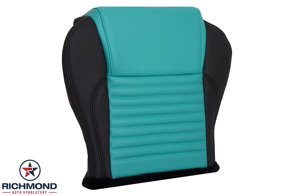 2002-2005-Ford-Thunderbird-Driver-Side-Bottom-Leather-Seat-Cover-Blue-Turquoise-Black-2