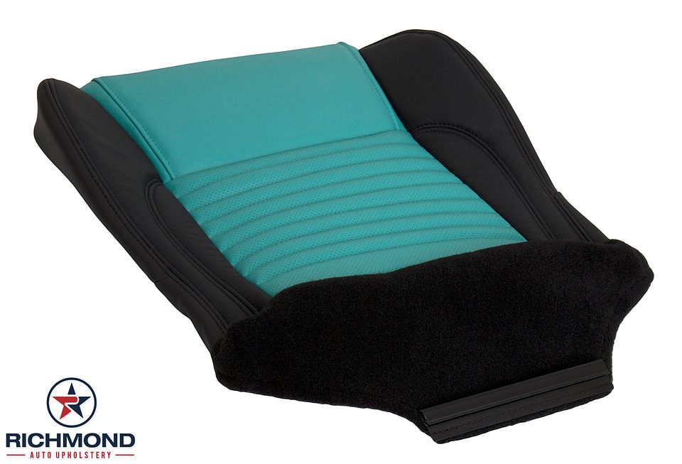 2002-2005-Ford-Thunderbird-Driver-Side-Bottom-Leather-Seat-Cover-Blue-Turquoise-Black-3