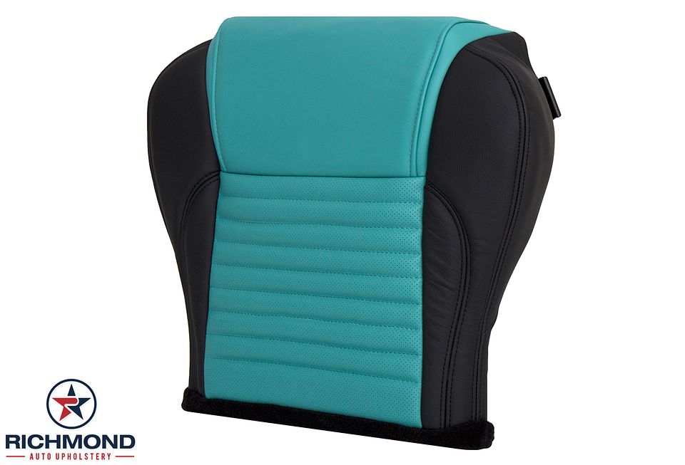 2002-2005-Ford-Thunderbird-Driver-Side-Bottom-Leather-Seat-Cover-Blue-Turquoise-Black-4
