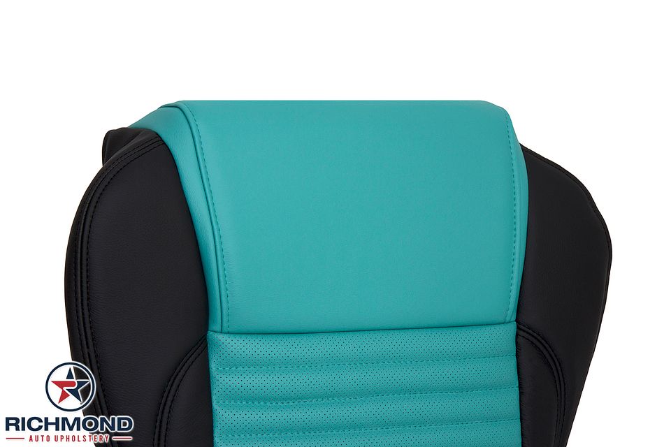 2002-2005-Ford-Thunderbird-Driver-Side-Bottom-Leather-Seat-Cover-Blue-Turquoise-Black-5