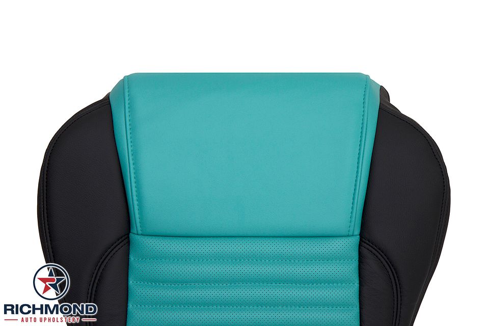 2002-2005-Ford-Thunderbird-Driver-Side-Bottom-Leather-Seat-Cover-Blue-Turquoise-Black-6
