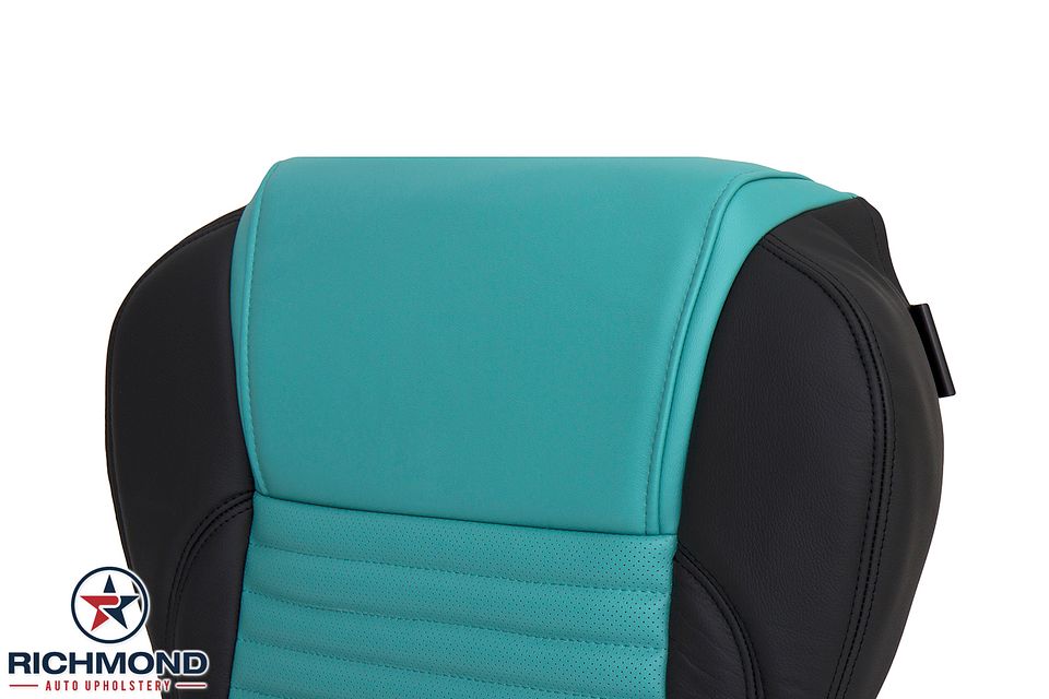 2002-2005-Ford-Thunderbird-Driver-Side-Bottom-Leather-Seat-Cover-Blue-Turquoise-Black-7