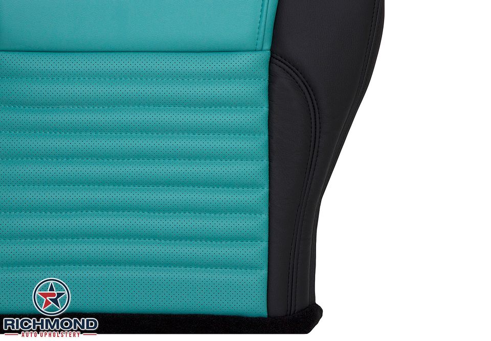 2002-2005-Ford-Thunderbird-Driver-Side-Bottom-Leather-Seat-Cover-Blue-Turquoise-Black-9