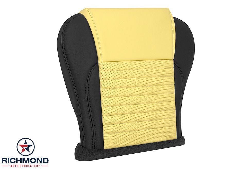 2002-2005-Ford-Thunderbird-Driver-Side-Bottom-Leather-Seat-Cover-Yellow-Black-2