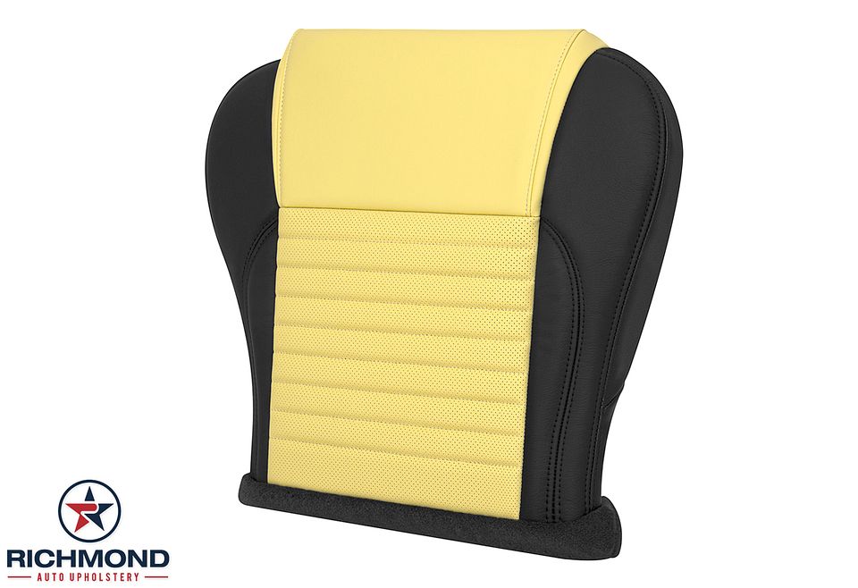 2002-2005-Ford-Thunderbird-Driver-Side-Bottom-Leather-Seat-Cover-Yellow-Black-4