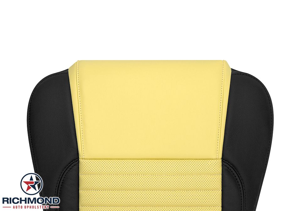 2002-2005-Ford-Thunderbird-Driver-Side-Bottom-Leather-Seat-Cover-Yellow-Black-6