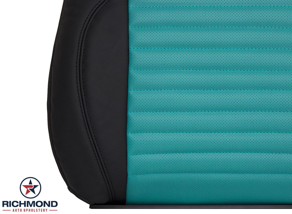 2002-2005-Ford-Thunderbird-Driver-Side-Lean Back-Leather-Seat-Cover-Blue-Turquoise-Black-10