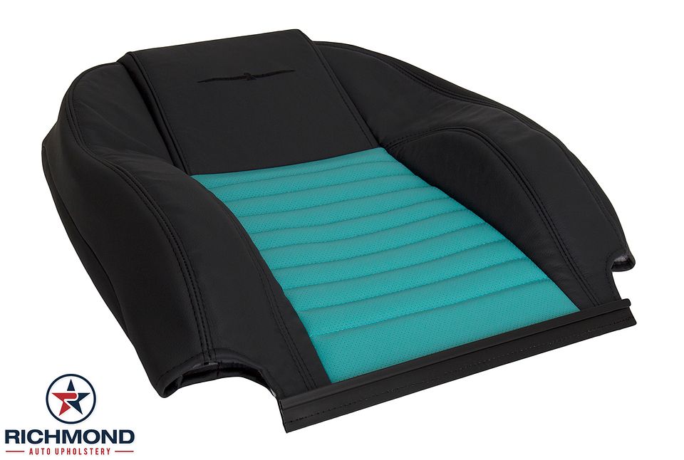 2002-2005-Ford-Thunderbird-Driver-Side-Lean Back-Leather-Seat-Cover-Blue-Turquoise-Black-3