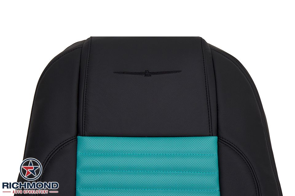 2002-2005-Ford-Thunderbird-Driver-Side-Lean Back-Leather-Seat-Cover-Blue-Turquoise-Black-6