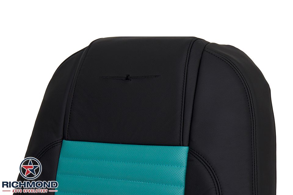 2002-2005-Ford-Thunderbird-Driver-Side-Lean Back-Leather-Seat-Cover-Blue-Turquoise-Black-7