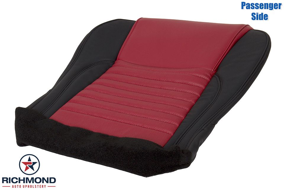 2002-2005-Ford-Thunderbird-Pass-Side-Bottom-Leather-Seat-Cover-Red-Black-3