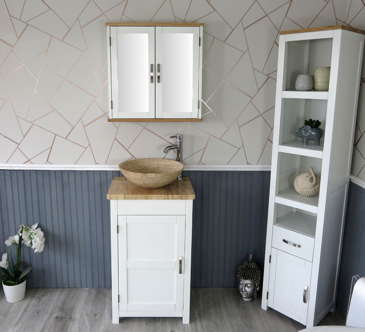 Cloakroom Bathroom Vanity White Unit Travertine Stone Wash Stand And Basin 308p Ebay
