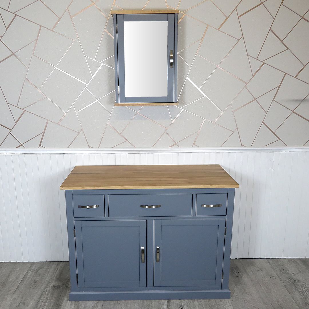 Grey Painted Bathroom Furniture Vanity Cabinet Cupboard Storage Sideboard Ebay