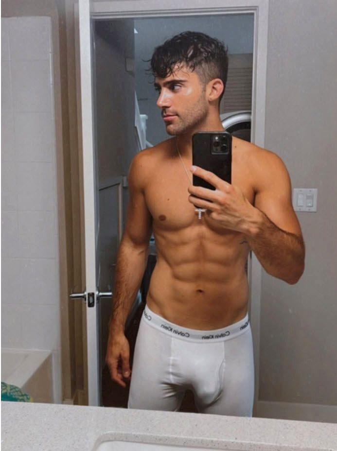 Max Ehrich shirtless with bulge, vpl. 
