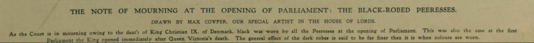 1906 Parliament black mourning for King Christian ILN 24 Feb 1906 Alexandra did not attend