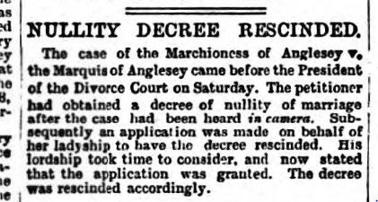 Divorce decree rescinded at her request June 1901