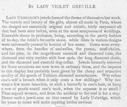 Graphic 29 Jan 1898 comment on wedding gifts